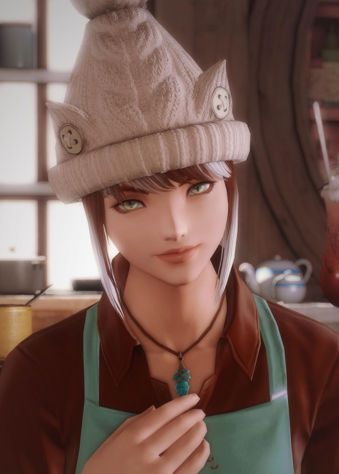 A smiling Miqo'te woman in a hat